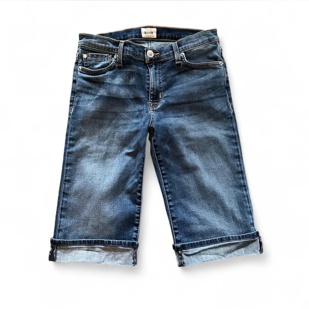 Hudson Jeans Amelia 28 Denim Cuffed Bermuda Shorts